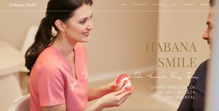 diseño web para dentistas de Habana Smile, realizado por Prismadent.es